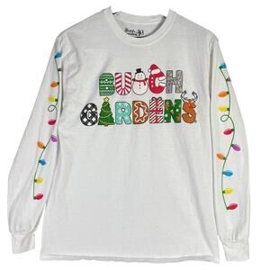 Busch Gardens‎ Christmas Lights Long Sleeve Shirt White Medium Holiday Tee